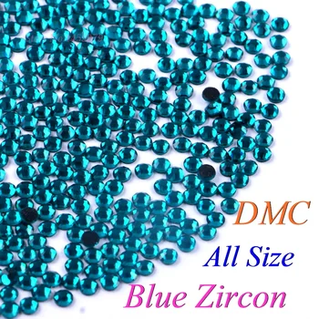 DMC Modra Cirkon SS6 SS10 SS16 SS20 Stekleni Kristali sprotni Popravek Nosorogovo Železa-na Okrasnih Sijoče DIY Z Lepilom Slike 2