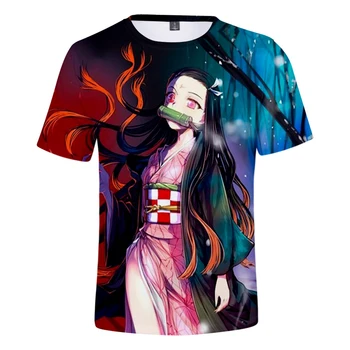 Duh Rezilo 3D Fashion Anime T-Shirt Moški in Ženske Anime Demon Slayer Poletje Moda Kratek Rokav Priložnostne Majice