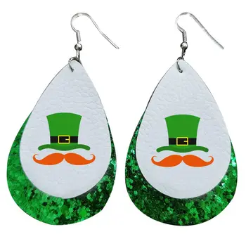 Dve Plasti Zelenega Šimra, Usnje Uhani Za Srečno St Patrick ' s Day Amscan Počutil Irski Klobuk Deteljica