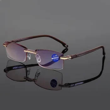 Elbru Anti Modra Svetloba Blokiranje Rimless Obravnavi Očala Ženske Moški Kvadratnih Brez Okvirjev Presbyopic Očala Dioptrije +1.0 1.5 2 2.5 4.0