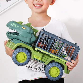Fantje Avto Igrače Dinozaver Tovornjak Prevoznik Vozila Dino Živali Model Tyrannosaurus Rex Otroci, Igre Otroke, Darila Za Rojstni Dan Slike 2