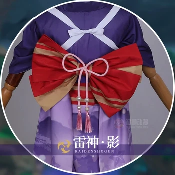 Genshin Vpliv Raiden Shogun Cosplay Kostum Baal Raiden Shogun Cosplay Kostum Anime Obleko Fancy Kimono Obleko za noč Čarovnic