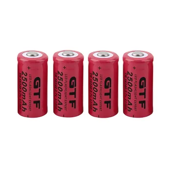 GTF 4 kos 16340 Baterija 2500 mAh 3,7 V Polnilna Litij-ionska Baterija za Svetilnik Luč Slike 2