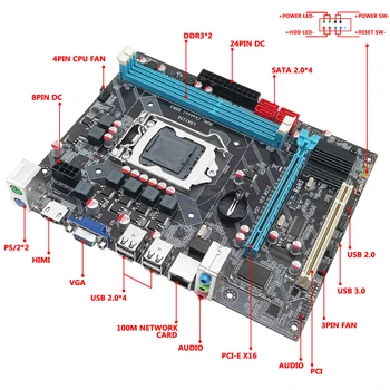 H55 Motherboard LGA 1156 Set Komplet Z Intel Core i5 760 Procesor CPU In 8GB(2 X 4GB) DDR3 Pomnilnika RAM 1600mhz H55 Motherboard
