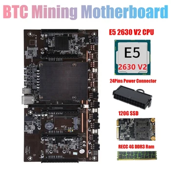 H61 X79 BTC Rudarstvo Matično ploščo z E5 2630 V2 CPU+RECC 4G DDR3 Ram+24 Zatiči Priključek+120 G SSD Podporo 3060 3070 GPU Slike 2