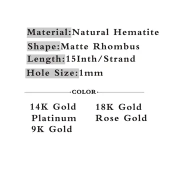 HGKLBB Naravni Mat Kamen Rhombus Zlato Hematit 6*5 mm Svoboden Distančnik Kroglice Za Nakit, Izdelava Diy zapestnice Pribor Ugotovitve Slike 2