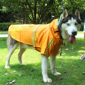 Hišni Pes Nepremočljiv dežni Plašč Jumpsuit Reflektivni zaščito pred soncem, Dež Plašč Pes na Prostem Oblačila Jakna za Velike Pse Hooded Dež Coats