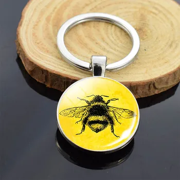 Honey Bee Srčkan Živali Obesek Obeskov Steklo, Kovinski Obeski Za Ključe Imetnik Vrečko Dekoracijo
