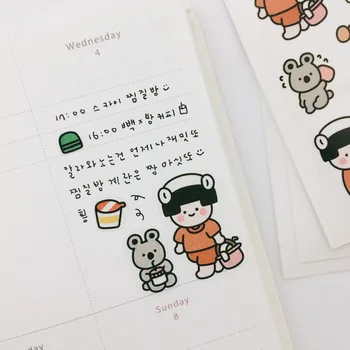 Ins Vroče Srčkan Strip Otrok Pregleden Nalepke Koledar Foto Album Risanka Dekoracijo DIY Nalepke korejski Priljubljena Tiskovine