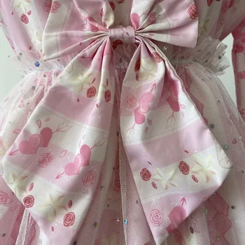 Japonski Mehko Sestra Lolita OP Obleka Ženske Gotike Pink Princess Party Obleka Ženske Poletje 2021 Cosplay Sladko Nosi Dolg Rokav Slike 2