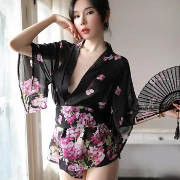 Japonski Obleko Kimono Obleka Ženske Jopico Cvjetnim Tiskanja Yukata Azijskih Sleepwear Tradicionalnih Gejša Haljo Erotično Vintage Oblačila