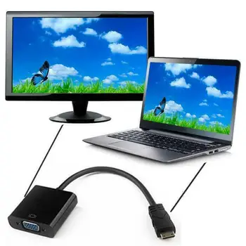 Kabel vga v hdmi conector hdmi convertidor de señal par televisión smart tv ordenador PC splitter conversor vídeo y avdio 1080p Slike 2