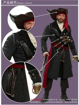 Kapitan Pirat Noša Črno brado pirat cosplay kostum Halloween party Velikonočni Fazi Kažejo oblačila