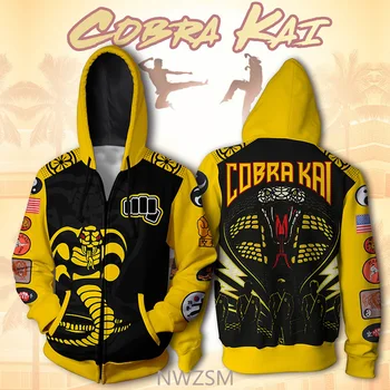 Karate Kid Cobra Kai Suknjič Hoodie 3D Tiskanja Animacija Oblačila Cosplay Plašč Hooded Majica Kostum Vrhovi Tee Hlače Cos Slike 2