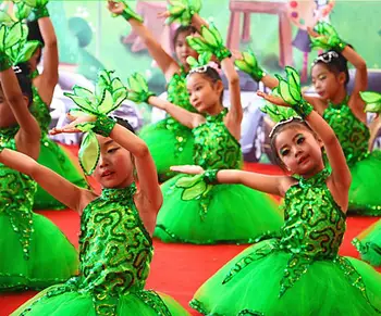 Kitajski Sodobni Ples Kostum Malo Drevo Plesno Obleko Uspešnosti Kostum Za Otroka Listov Kostum Kolektivne Stopnji Uspešnosti Oblačila