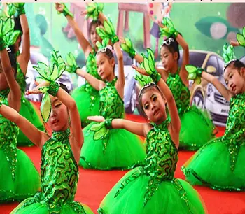 Kitajski Sodobni Ples Kostum Malo Drevo Plesno Obleko Uspešnosti Kostum Za Otroka Listov Kostum Kolektivne Stopnji Uspešnosti Oblačila Slike 2
