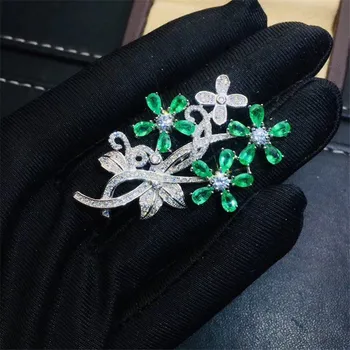 Klasična smaragdno ogrlico, obesek za poroko 3 mm * 6 mm naravnih Zambija smaragdno srebrni obesek trdna 925 srebro smaragdno obesek Slike 2