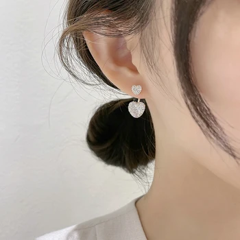 Korejski novo modno oblikovanje nakita votle bakrene žice očesa kristal ljubezni uhani elegantne ženske poročni dodatki Slike 2