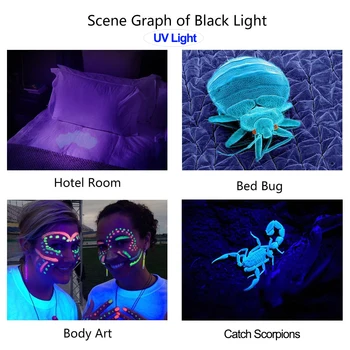 LED UV Svetilka 5 Načini Zoomable Svetilka UV Svetilko 395nm Blacklight, da UV Svetloba, Bliskavica Uporaba Baterije 18650