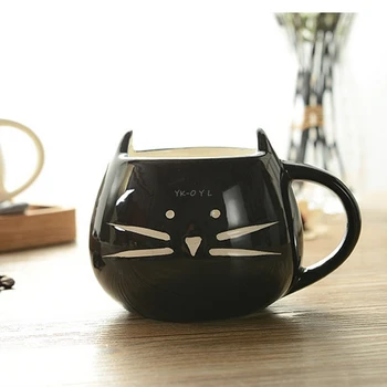 Lepe Risanke Mačka Kava, Mleko, Čaj, Pijača, Keramični Kreveljiti Pokal Bela/ Črna Ljubimec Fant Darilo Slike 2