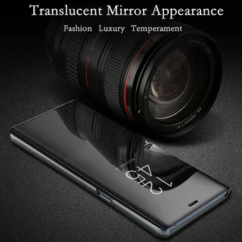 Luksuzni Ogledalo, Prikaz Smart Flip Primeru Za Huawei P Smart 2018 original Magnetni fundas PSmart FIG-LX1 FIG LX1 Usnje Telefon Kritje