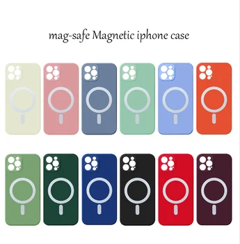 Luksuzni Tekoče Silikona Brezžični Magnetni Mag-varno Ohišje za iPhone 13 12 Pro Max 11 11Pro X Xs Xr 8 Plus Mehka Pokrov Slike 2