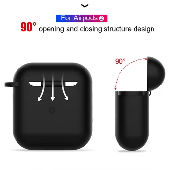 Mehke Silikonske Bluetooth Slušalke Primeru Za AirPods 2 Zaščitni Pokrov Kože Pribor za Apple Airpods Polnjenje Box s Kavlji Slike 2
