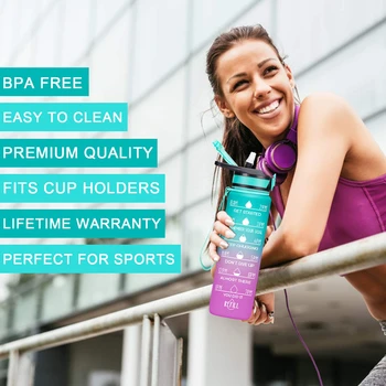 Miaoqia Prenosna Steklenica za Vodo Motivacijske Športne Vode Jug s Časom Maker Neprepustnih Pokal za Šport na Prostem Fitnes BPA Free