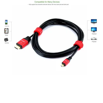 Microhdmi kabel 1m 2m 3m 1,5 m z Ethernet za mobilne telefone za win8 1080P novo kovinsko lupino Slike 2