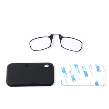 Mini Kvadratnih Obravnavi Očala Moški Ženske Nos Posnetek Bralca, Modra Svetloba Blokiranje Očala Prenosni Denarnice Presbyopic Očala Z Ohišjem Slike 2