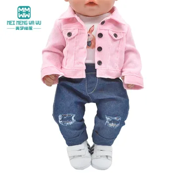 Mini Lutka obleko Modne jakne, kavbojke, plašči, copati ustreza 45 cm Ameriška lutka in novo rojen lutka dodatki Slike 2