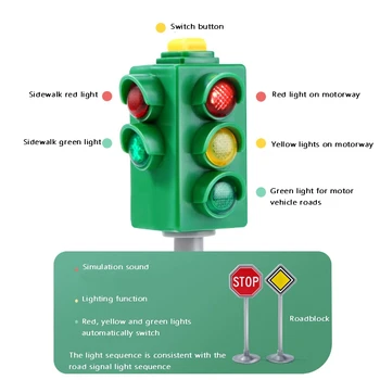 Mini prometni Znaki Prometni Svetlobni Blok z Zvokom LED Varnost Otrok na semaforju Modela Otroci semafor Igrače Slike 2