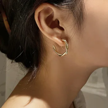 Moda Minimalističen Geometrijske Uho Zapestnice Za Ženske Ne Preluknja, Zlata Barva Kovinskih Srčkan Posnetek Na Uhane Lady Korejska Stranka Nakit