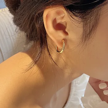 Moda Minimalističen Geometrijske Uho Zapestnice Za Ženske Ne Preluknja, Zlata Barva Kovinskih Srčkan Posnetek Na Uhane Lady Korejska Stranka Nakit Slike 2