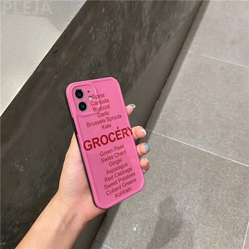 Moda Rose Pink Črke Mehko Telefon Primeru za iPhone 12 11 Pro Max 7 8 plus X XR XS Max SE 2020 Kritje Silikonski Srčkan Primerih Capa Slike 2