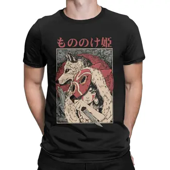 Moški je Princesa Mononoke Hime T Shirt Anime Studio Ghibli Bombaž Oblačila, Casual Kratek Rokav Crewneck Tees Ideja za Darilo T-Shirt