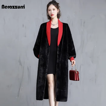 Nerazzurri Zimo Dolgo Toplo Debele Prevelik Puhasto Specializiranimi Za Umetno Krzno Cocoon Plašč Ženske Stilsko Svoboden Priložnostne Korejski Korejski Moda 2021 Slike 2