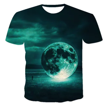 Nova 3D Prostor Astronavt grafični t srajce Moške Poletne Dihanje Moda Smešno O-Vratu T-shirt Zanimivo Vesolje Vzorec t-shirt