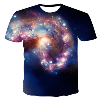 Nova 3D Prostor Astronavt grafični t srajce Moške Poletne Dihanje Moda Smešno O-Vratu T-shirt Zanimivo Vesolje Vzorec t-shirt Slike 2