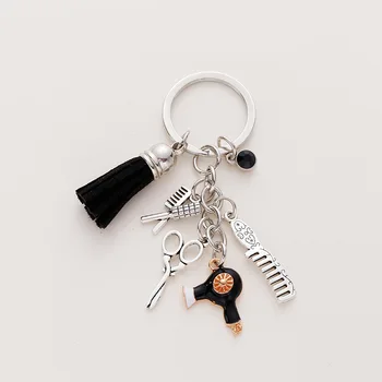 Nova Moda Pričeska Darilni Trak Tassel Keychain Retro Nakit Mini Frizerske Škarje za Lase Glavnik Keychain DIY Priročnik