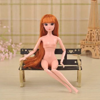 Novi 3D oči ravne lase, skupna gol lutka telo z glavo za 1/6 lutka dekleta darilo igrače Slike 2