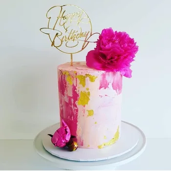 Novi Originalni Happy Birthday Cake Pokrivalo Zlato Rojstni dan Cupcake Pokrivalo Zastave za Otroka, Rojstni dan Torta Okraski Baby Tuš Slike 2