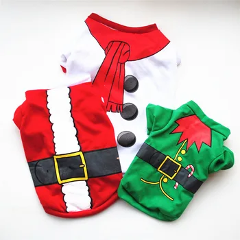 Oblačila za pse, Božič Santa Claus Slog Pet Počitnice Bombaž Tshirt Kuža Kopalke Pozimi za Teddy Hoodie Poceni Mačka Moda Obleko Slike 2