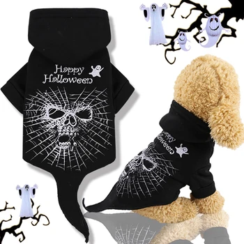 Oblačila za pse, noč Čarovnic smešno črni okostnjaki strašno okraski mačka oblačila pet oblačil jesen in zimo nove noge Slike 2