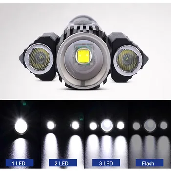 Obračanje LED Svetilka Ultra Močna Svetilka 3LED 1T6+2XPE Zoomable Kolesa Razsvetljave USB Polnilne 4 Načini Kampiranje na Prostem