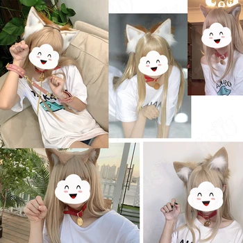 Osakana cosplay oblačila 40hara Kitty Cat cosplay HSIU Bela kratka sleeved mačka ušesa živali, ušesa, Lase band 40hara cosplay