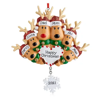 Osebno Jelenov Družinsko Božično Drevo Ornament Srčkan Jelena Počitnice Zimske Darilo Letu 2021 Družino Ornament Slike 2