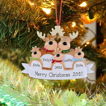 Osebno Jelenov Družinsko Božično Drevo Smolo Ornament Edinstveno Družino Obesek 2021 Božično Drevo Obesek Visi Okraske Slike 2
