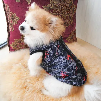 Pes Telovnik Brez Rokavov Zadrgo Črni Pajek Val Točke Pismo Plašč, Prstan Pet Toplo Jakno Obleko Chihuahua Kuža Doggy Kostumi