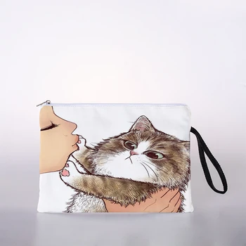 Poljubljanje mačka kozmetični torba ženske mini kozmetični vrečko, vrečko za shranjevanje potovalno torbico vrečko za shranjevanje